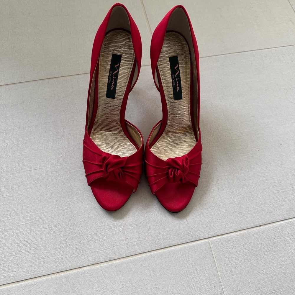 Red Women's Formal Peep-Toe Heels by Nina 9.5
